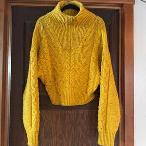 Ganni alpaca chunky cable knit 1/4 zip
